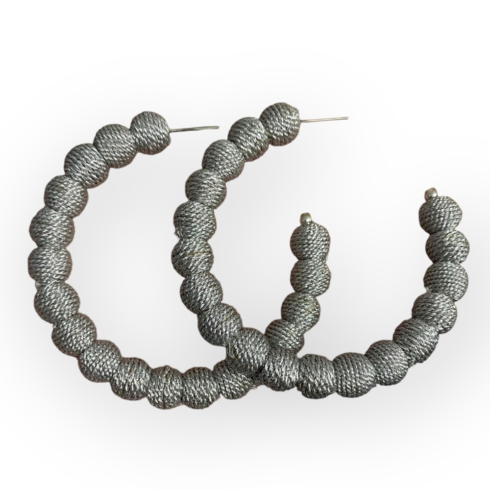 141 Kenneth Jay Lane Threaded Ball Hoop Earrings